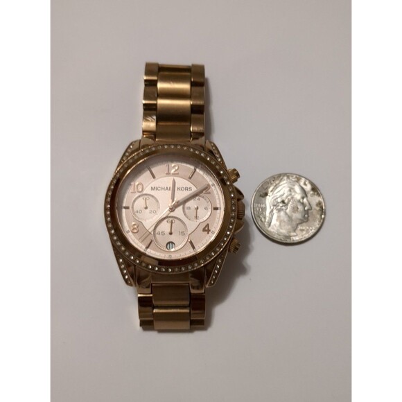 Michael Kors Rose Gold Blair Glitz Chrono SS Quartz Women's Watch MK5263 - Picture 3 of 4